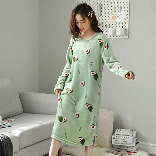 HUANSUN 2020 Camicie da Notte Calde in Flanella Invernale Camicie da Notte a Maniche Lunghe Indumenti da Notte Casual Larghi Plus Size Camicie da Notte per Il Tempo Libero Homewear, Color2, XL