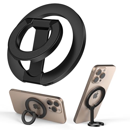 Vancle Support de Téléphone Portable Mag_Safe Ajustable, Léger et Facile à Transporter, Support de Téléphone Pliable pour iPhone, Samsung, Google, Xiaomi (Noir)
