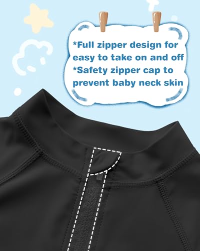 Image of MIVEI Toddlers Full Zip Up UV Rash Guard SPF Swim Shirts - Baby Boys Girls Long Sleeve Sun Protection Shirts Quick Dry UPF50+