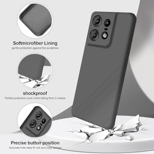 Image of DIZORO Microfiber Candy Case Compatible For Motorola Edge 50 Pro 5g Smooth Touch Cushion Liquid Soft Silicone Gel Rubber Phone Cases Non-Slip Full Body Protective Shockproof Back Cover (Space), Black