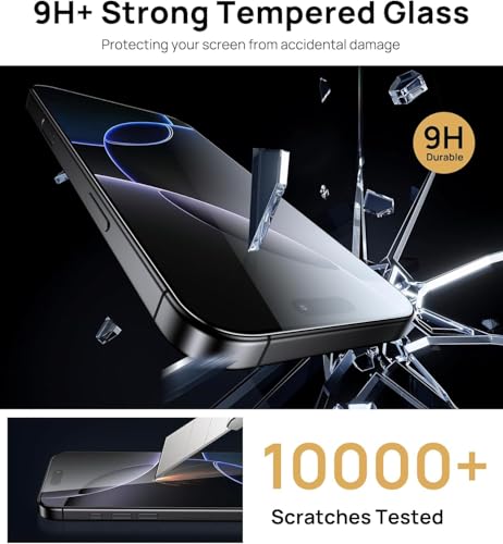 Image of Mr.Shield Screen Protector for iPhone 16 Pro Max, 9H Hardness Tempered Glass Screen Guard, Military Grade Shatterproof, Easy Installation Tray, HD Clarity, Case-Friendly [2 Pack]