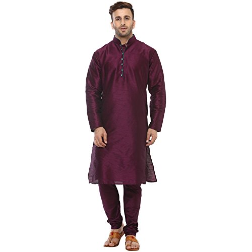 Kurta pyjama violet en soie idée cadeau homme pour fêtes