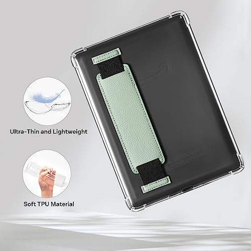 Image of CoBak Clear Case for 6 inch E-Reader 2024 and 2022 (11th Generation) with Elastic Hand Strap - Ultra-Slim Soft TPU Transparent Cover, Lightweight & Durable Protection.SageGreen