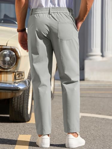 Image of Runcati Mens Stretch Golf Pants Casual Dress Pants Work Trousers | Slim Fit, Quick Dry, Lightweight, Comfy, Slacks, Pockets, Elastic Waist, Tapered, Cropped, 30 inch, 29 inch, Chino