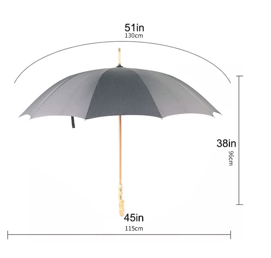 Ombrelli Pioggia Ombrello da Golf 10 Ossa Ombrello con Bastone Antivento Manico in bambù Ombrello Ventilato con Baldacchino Manuale da Uomo retrò Ombrello