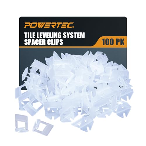 Image of POWERTEC 1 /16 inch Tile Leveling System Clips 100 Pack, Anti-Lippage Tile Spacers and Levelers for Floor & Wall Installation - Disposable Grout Spacer Clips for Ceramic, Porcelain, Marble, Tiles (71898)