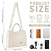 Mtgluk Corduroy Tote Canvas Bag, Large Satchel Handbag Shoulder Bags Fashion Casual Travel Shopping Daily Bag (White)