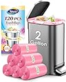 Teivio 2 Gallon 120 Counts Strong Trash Bags Garbage Bags, Bathroom Trash Can Bin Liners, Plastic Bags for home office kitchen, Pink
