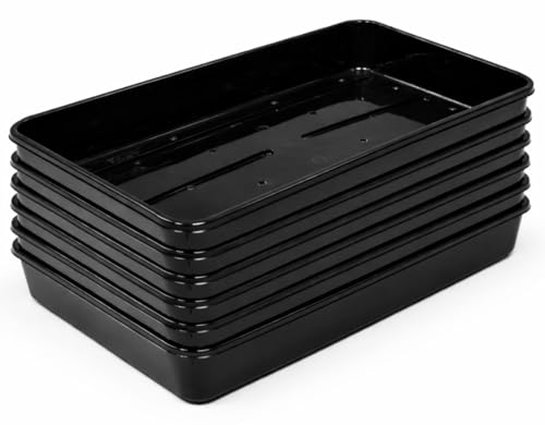 Muddy Hands Pack of 6 Heavy Duty Plastic Seed Trays Seedling Germination & Propagation Trays with Drainage Holes for Garden or Greenhouse