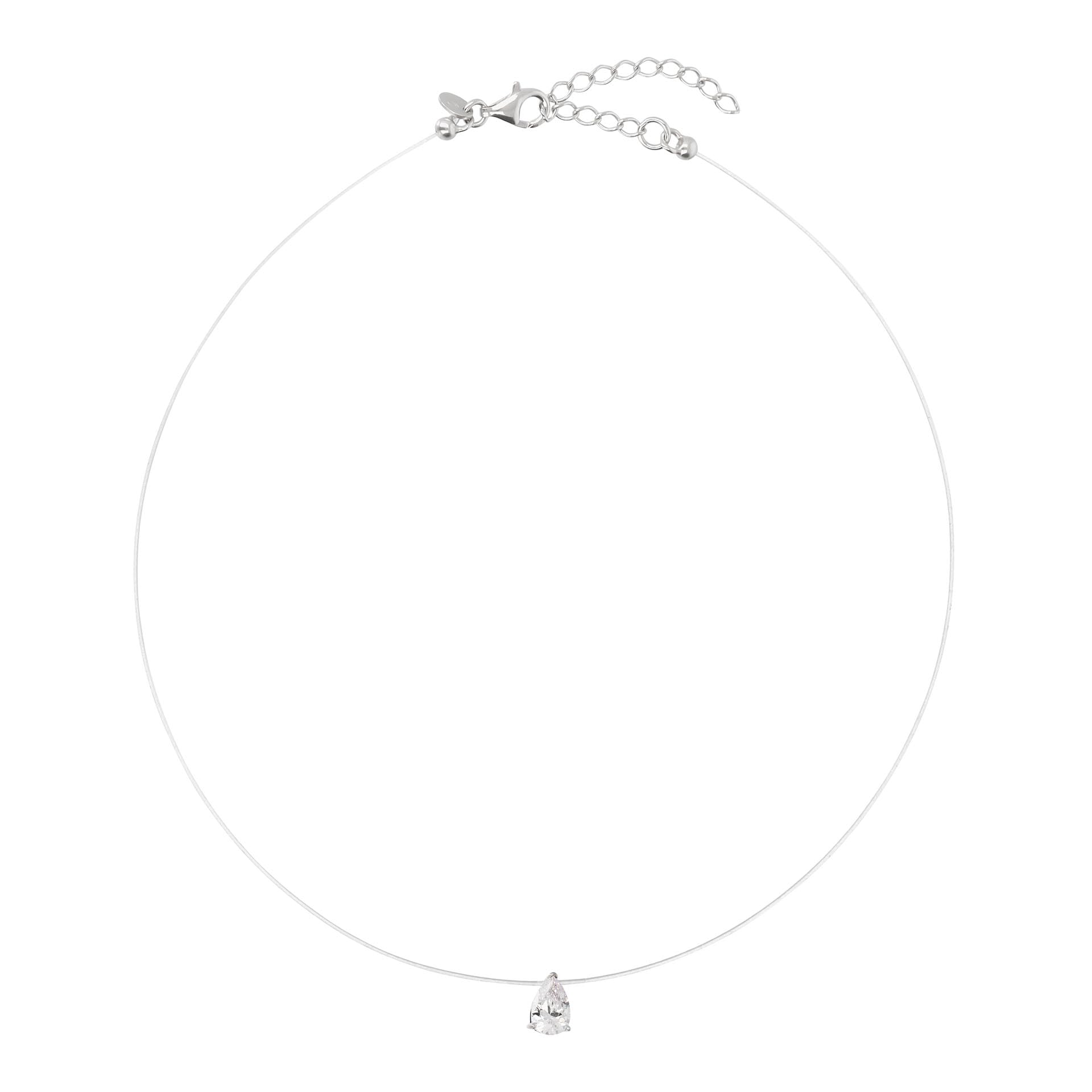 JOYELLE Collana Donna Fantasmino in Argento 925 con Punto Luce - Collana Donna Goccia in Cubic Zirconia - Gioielli Made in Italy - Idea Regalo Compleanni, Anniversari, Festa Donna, Festa Mamma