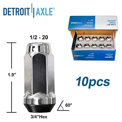 Image of Detroit Axle - Front Brake Kit for 2005-2010 Jeep Grand Cherokee 2006-2010 | Commander Drilled & Slotted Brake Rotors Wheel Bearing Hubs Assembly 10pc Wheel Lug Nuts 2007 2008 2009 Replacement