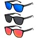 Produktbild X-CRUZE 3er Pack X0 Nerd Sonnenbrillen polarisierend Vintage Retro Style Stil Unisex Herren Damen Männer Frauen Brillen Nerdbrille Nerdbrillen - schwarz matt - Set A -