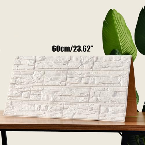 3D Wandaufkleber 60 x 60cm Selbstklebende Dekorative 3D Wandpaneele, Wasserdichte Tapete für Dekoration Renovierung Wohnzimmer Schlafzimmer Küche (36, Stein)