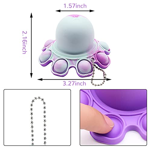 Image of PATPAT Double-Sided Bubble Fidget Toy Simple Dimple Reversible Octopus Colorful Rainbow Tie Dye Silicone Sensory Toys with Keychain Flip Relieve Stress Finger Toys Best Gift for Kids (Random Color)