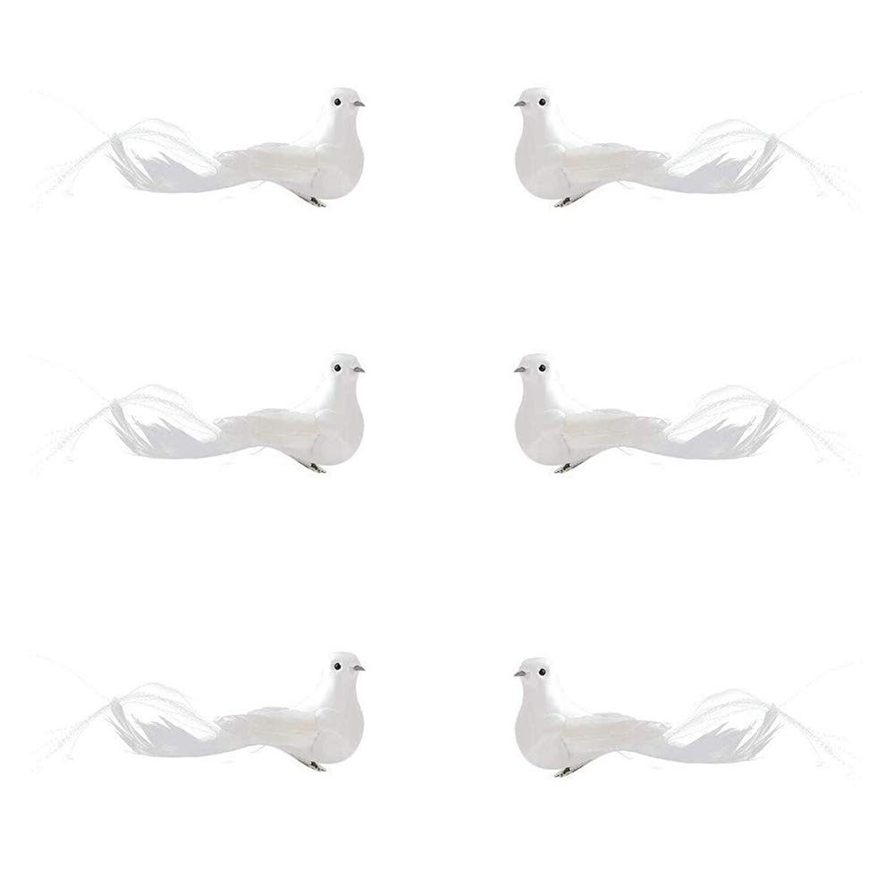 Amazon｜人工羽毛白鳥 長い尾の人工白鳩 人工フォーム クラフト鳥
