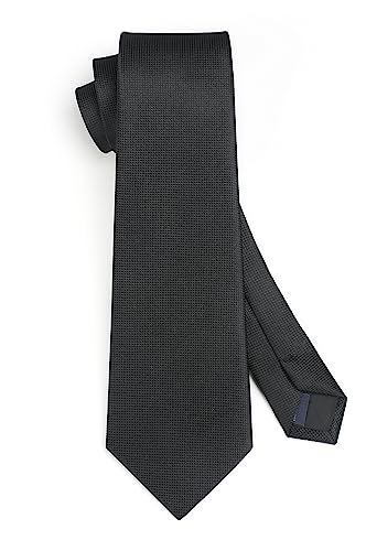 Image of HISDERN Ties for Men Plaid Checkered Tie with Pocket Square Woven Business Formal Necktie Handkerchief Set Wedding Party