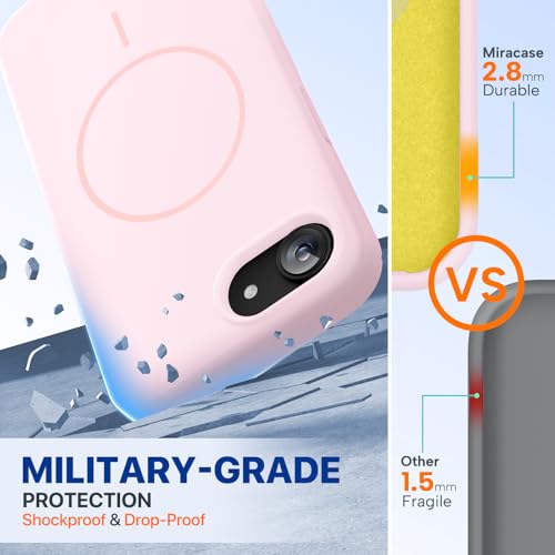 Image of Miracase Magnetic for iPhone 17e Case & iPhone 16e Case, [Soft Anti-Scratch Microfiber Lining], Compatible with MagSafe, Silicone Shockproof Protection Phone Case for iPhone 17e /16e, Sand Pink