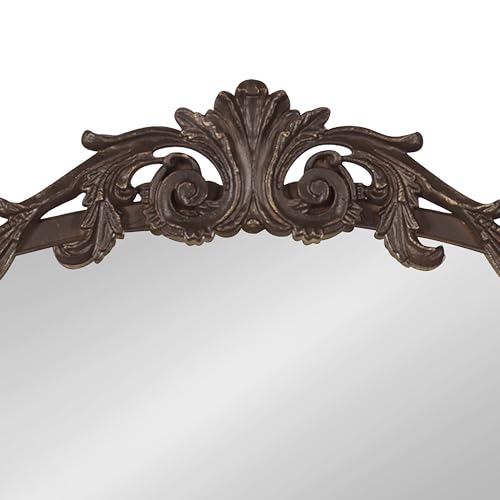 Image of Kate and Laurel Arendahl Ornate Traditional Square Arched Mirror; 28 x 30; Bronze; Decorative Baroque Style Vintage Arch Mirror with Wide Frame and Ornamental Crown
