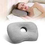 Babyezz Piercing Ear Hole Pillows CNH Pillow with an Ear Hole Relieves Ear Pain for Side Sleepers and Relief Ear Pain Ear Inflammation Pressure Sores Headphones, Gray