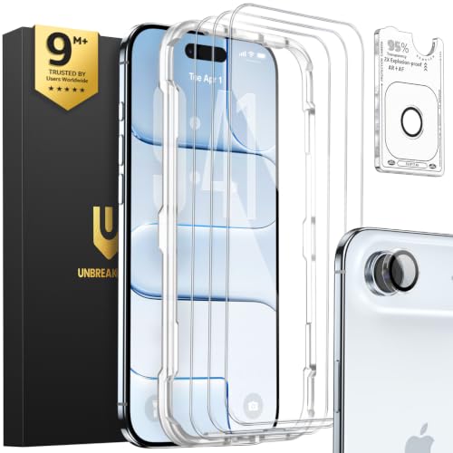 UNBREAKcable iPhone 17 Air Panzerglas Schutzfolie 3 Stück Verbessertes Doppelt Gehärtetes Glas + 3 Kamera Schutz Military-Grade 9H Härte HD-klar Anti-Fingerprint Hüllenfreundlich 6 5 Zoll