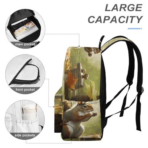 Squirrel Eats Nuts Printed Backpack Water-Resistant Pack Stylish Bag Lightweight Travel Backpack4