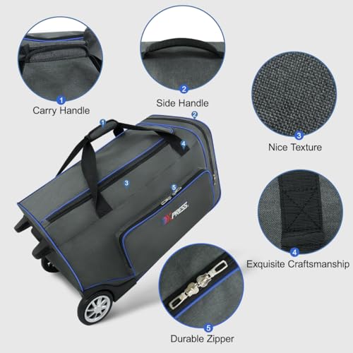 Carry On Travel Duffel Bag, 31'' Foldable Duffel Bag w/ 2 Wheels & Handle, Larger Wheels Lightweight Easy Carry On Travel Bag for Men Women3