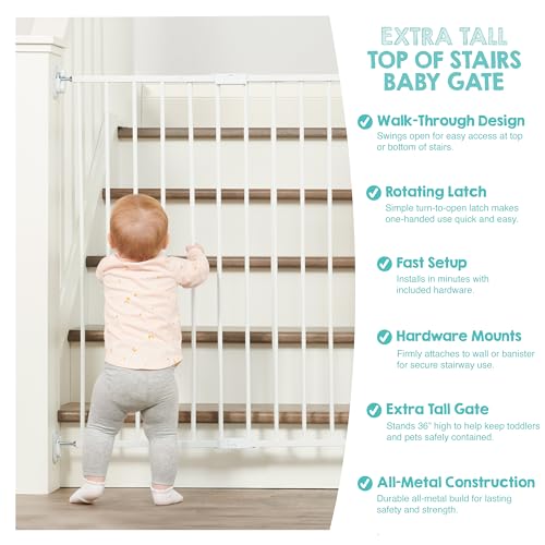 Image of Regalo Safety 36 inch Extra Tall Baby Gate for Top of Stairs & Dooways