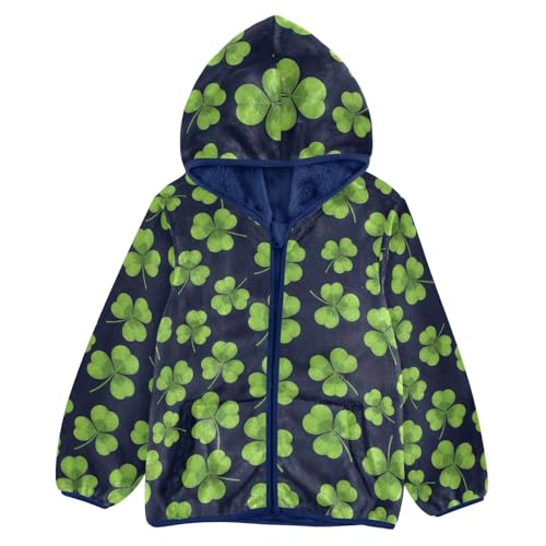 CHIFIGNO Green Leaves Black Toddler Boy Comfy Thick Fleece Outerwear Jackets with Polar Fleece Lining 3T