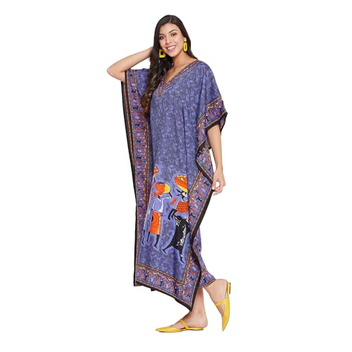 Image of Oussum Women Plus Size Kaftan Kimono Loose Maxi summer dresses for women Beach 3 /4 Sleeve Casual lounge dress Boho