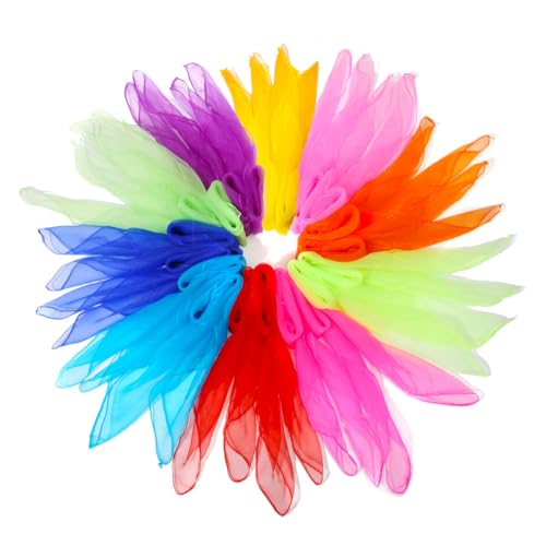 WnewTools 20PCS Silk Scarf Light and Breathable Children's Silk Scarf Dance Performance Props Decorations