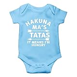 AW Fashions Hakuna Ma's Tatas It Means I'm Hungry Baby Bodysuit Funny Cute Adorable Newborn Romper Clothing (Newborn, Light Blue)