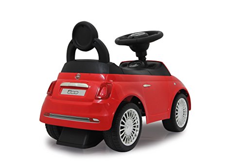 JAMARA 460326 - Rutscher FIAT 500 rot - offiziell lizenziert, Kofferraum unter der Sitzfläche, Schub- und Haltegriff, Verschiedene Sounds, Hupe, originalgetreue Optik, wertige Verarbeitung