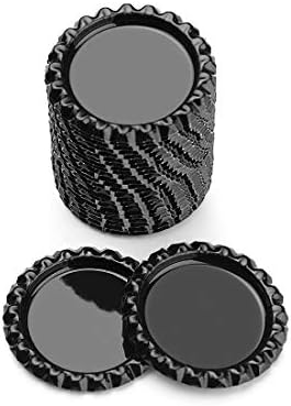 IGOGO Flat Bottle Caps Decorative Bottle Cap for Hair Bows, DIY Pendants or Craft Scrapbooks Black,100 PCS