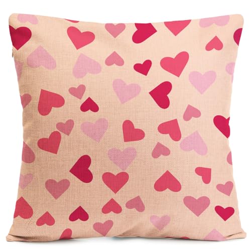 Septem Fundas de cojín decorativas de lino con cremallera invisible, funda de cojín cuadrada para el hogar, dormitorio, sofá, patio, 40 x 40 cm