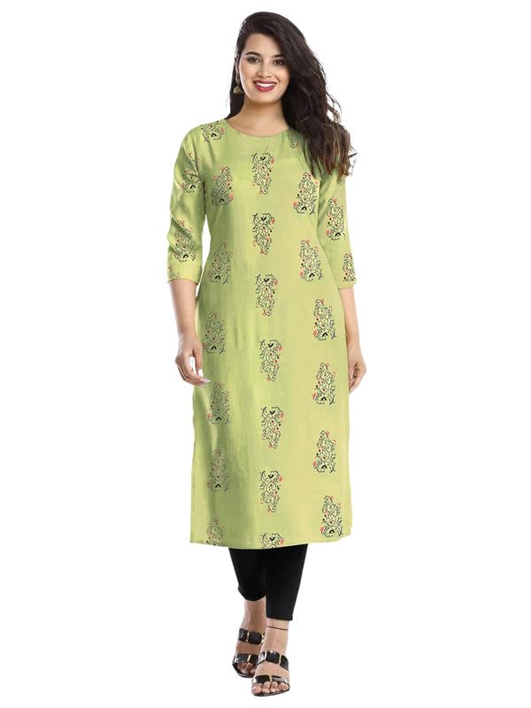 Pinkmint Women's Cotton Kurti's L Fancy Printed Kurta L Regular Home Wear L Printed Cotton Kurti (Pack Of 1) Light Green