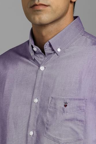 Image of Louis Philippe Men's Slim Fit Signature Oxford Easy Care, Natural Stretch Full Sleeve Solid Casual Shirt, Cotton