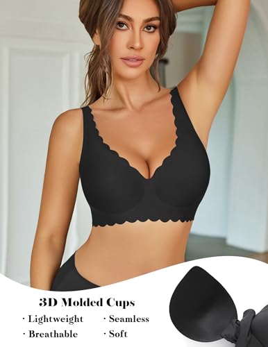 Avidlove Wireless Bra Womens Plunge V Neck Seamless Bras Full Coverage Everyday Bra2