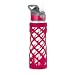 Glass Water Bottle With Protective Silicone Sleeve, Wide Mouth Lid With 3 Different Interchangeable Leak Proof Covers - Reusable Leakproof Container For Sports, Gym & Travel - BPA Free - 25oz | Pink