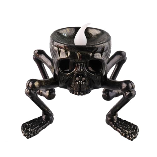 Genérico Vela Liderada Por Halloween Teschio | Luz De Té De Flame -Shamey | Lámpara Decorativa Para Escritorio Para El Festival De Terror De Escritorio | Ligera Falta Falta De 8 Cm Atmósfera Nocturna