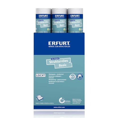 Erfurt Strukturvlies Basic 403 überstreichbare Vliestapete weiß mit Struktur 6 Rollen 10,05 x 0,53m
