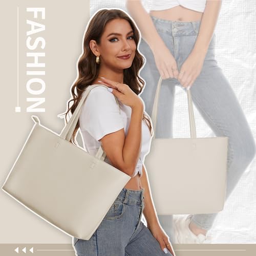 Image of KALIDI Tote Bag Zipper Shoulder Bag Faux Leather Purses Satchel for Women Casual Handbag Work Dating College