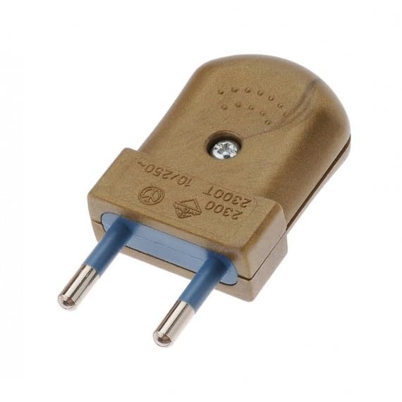Fiche Électrique Mâle Plate 10A Compatible Câbles 2x0,75mm2 à 2x1mm2