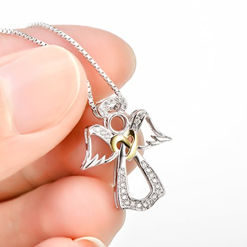 Guardian Angel Necklace For Women Sterling Silver Angel Wings Pendant Necklace Jewelry Gift For Girls A #TOP4