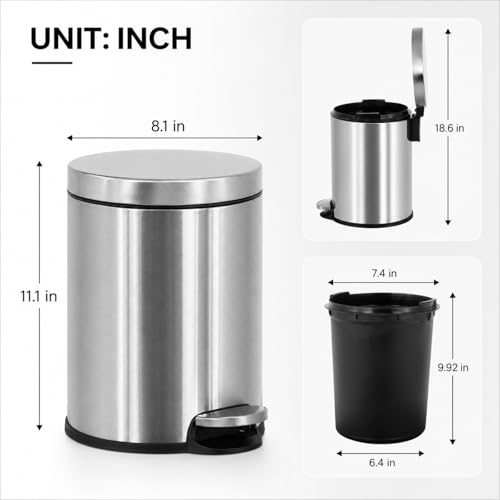 Caneca de basura pequeña de 6L acero inoxidable cepillado miniatura 2