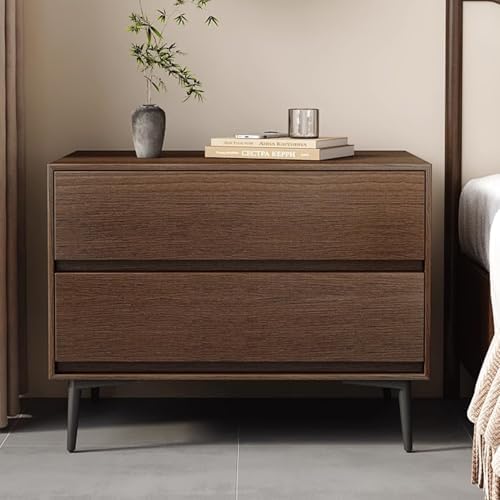 Wood Grain Nightstand with Storage Drawer, Bedside Table for Bedroom & Living Room, Easy Assembly Sofa Side Table, Durable Metal Slide Rail, Oak Finish, 45cm/17.72in