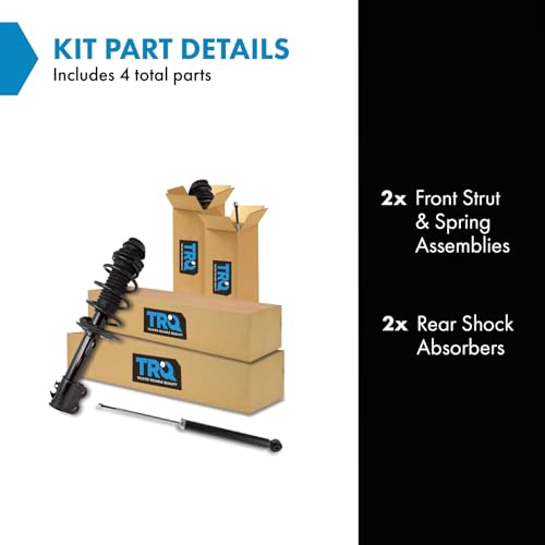 Image of TRQ Front and Rear Complete Strut Assembly & Shock Absorber Kit Complete Strut & Coil Spring Assembly Compatible with 2012-2015 Toyota Yaris