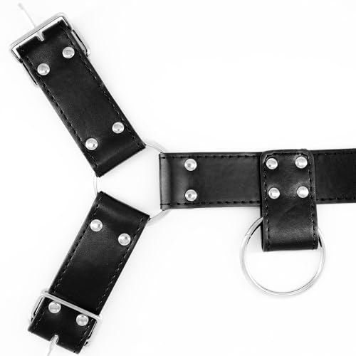 Handmade Punk Men's PU Leather Harness - Adjustable Straps with Alloy Buckles, Unique Gothic Fashion Accessory3