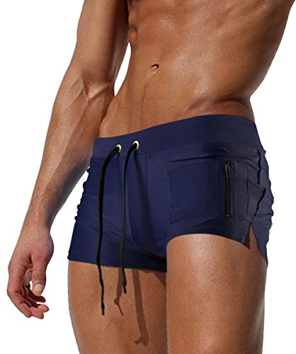 Image of TONLEN Mens Swimwear Short Swim Trunks with Zipper Pocket