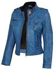 Tavares Vivid Blue Wax Leather Jacket Women