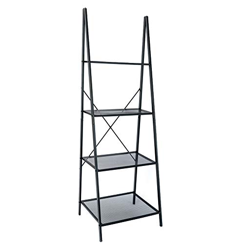C-Hopetree Ladder Shelf Bookcase - Bookshelf - 4 Tier Plant Stand - Black